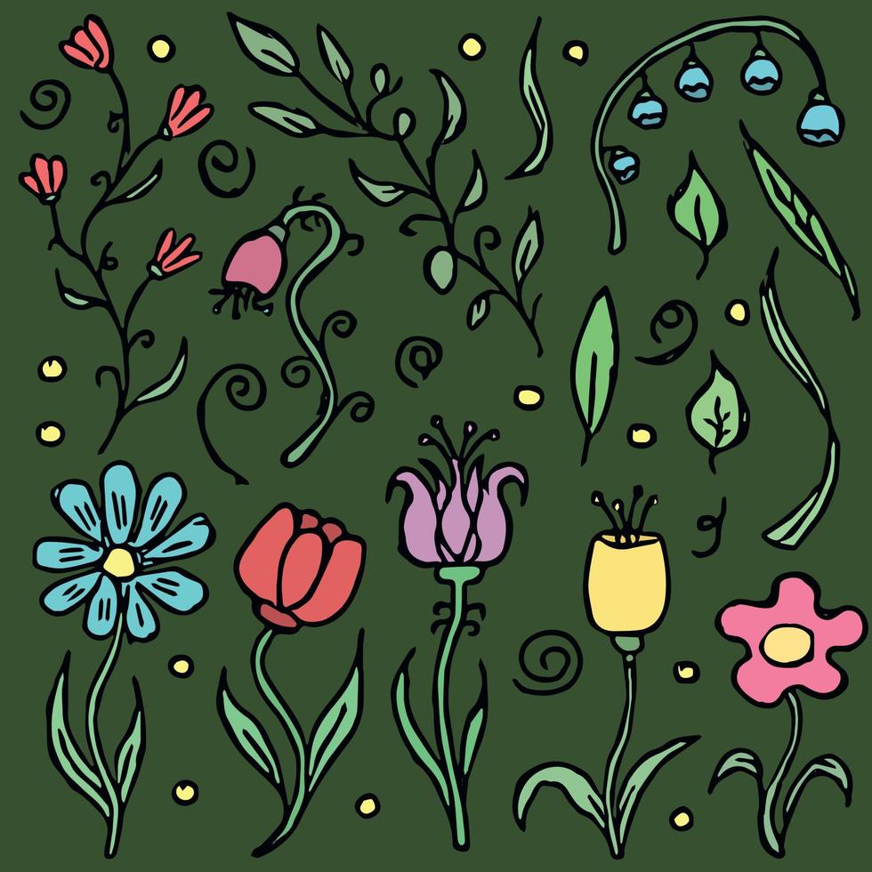 Floral background. Doodle background with flowers. Spring pattern vector