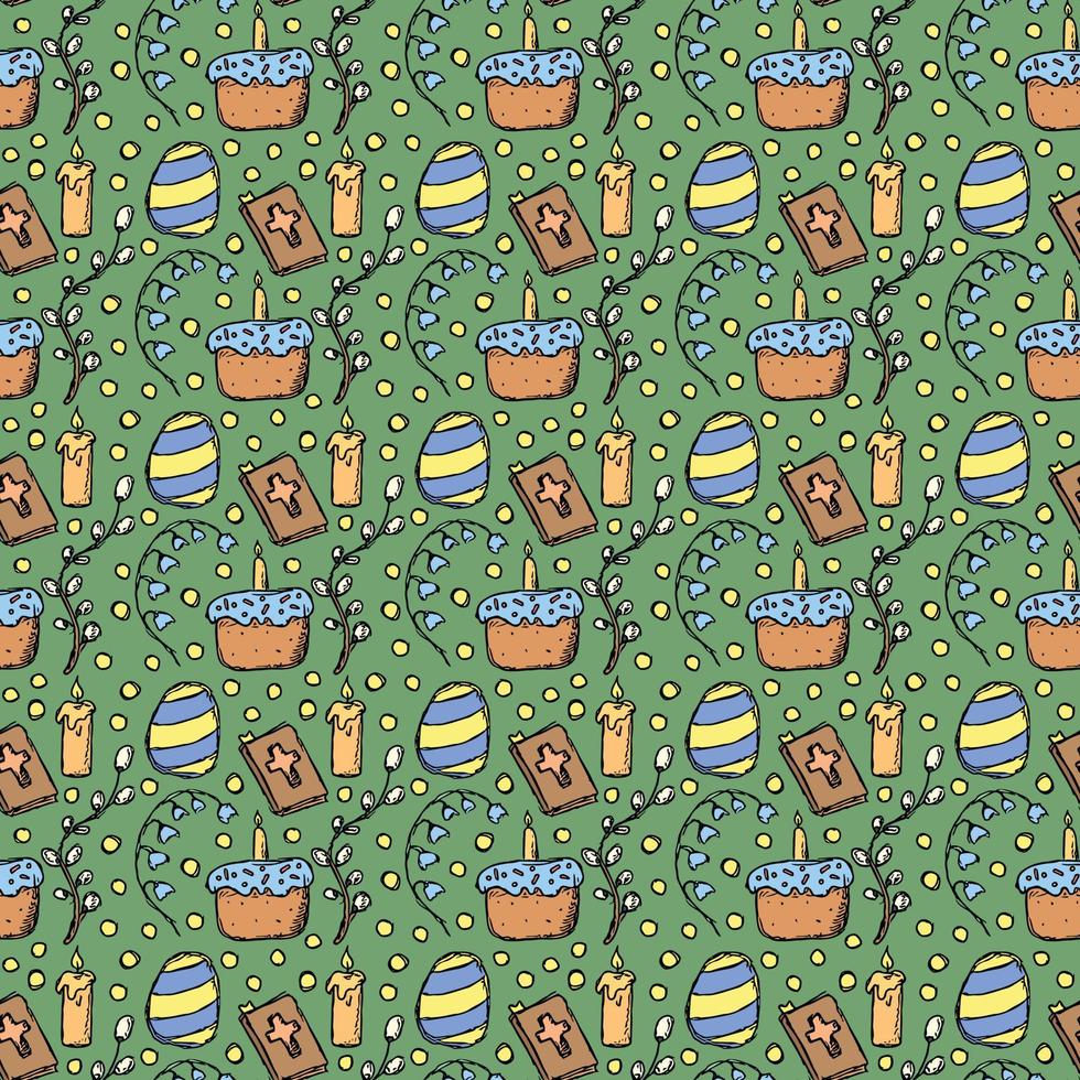 Easter pattern. Seamless pattern with easter icons. Easter background vector