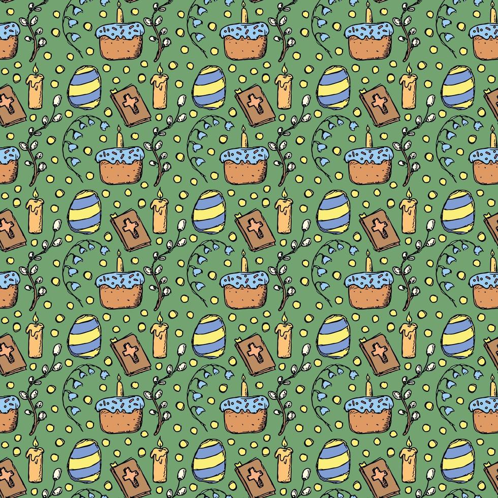 Easter pattern. Seamless pattern with easter icons. Easter background vector