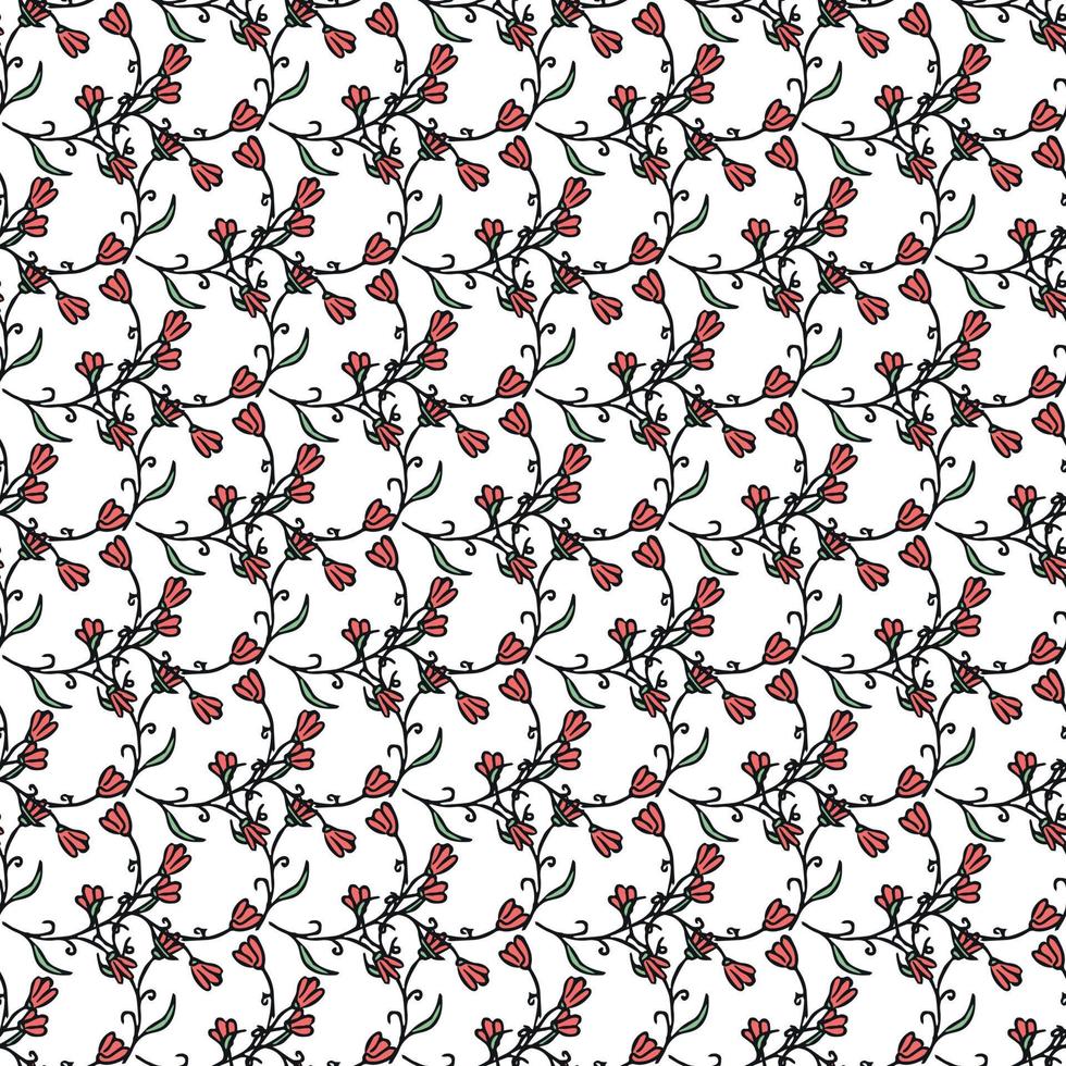 Seamless floral pattern. Doodle background with flowers. Spring pattern vector