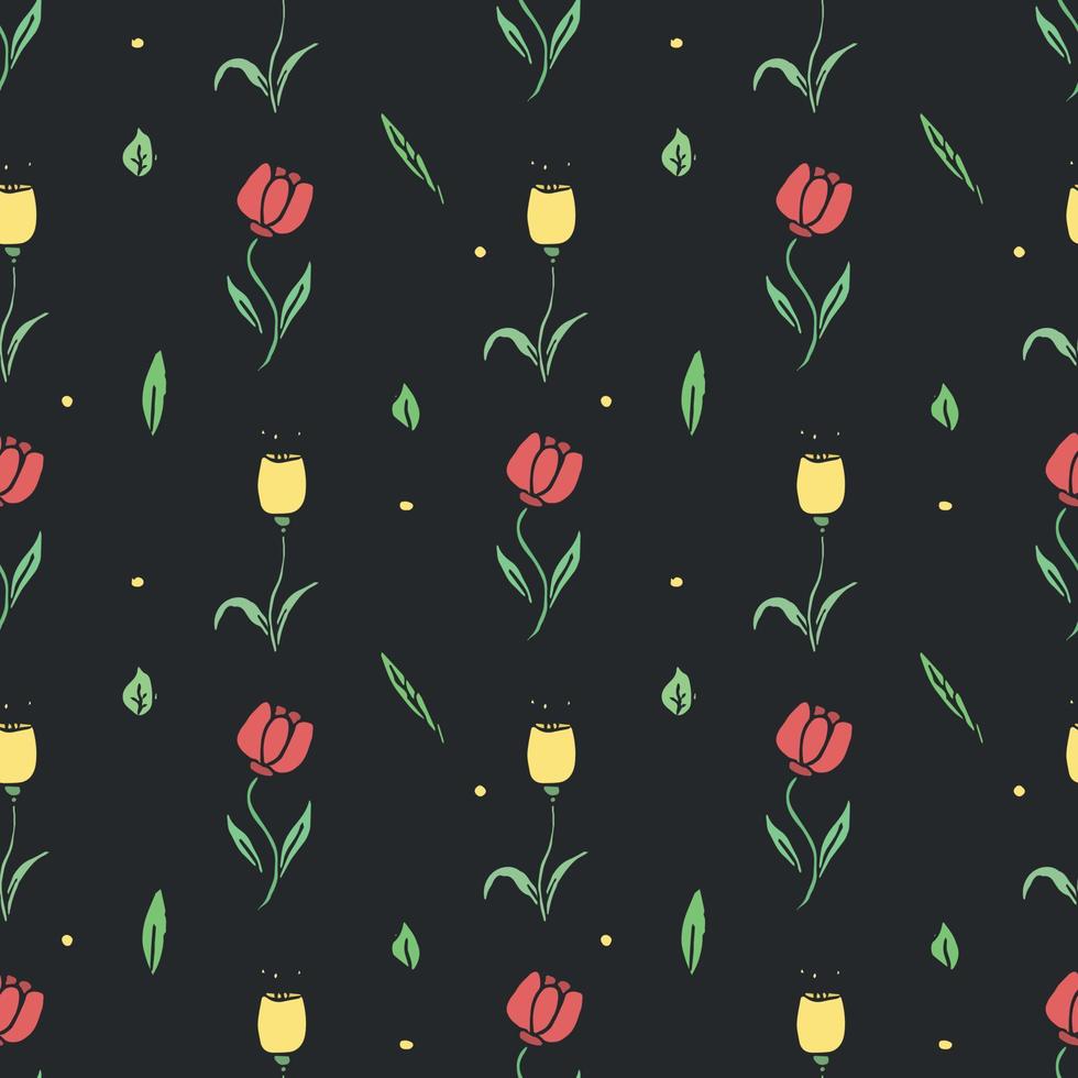 Seamless floral pattern. Doodle background with flowers. Spring pattern vector