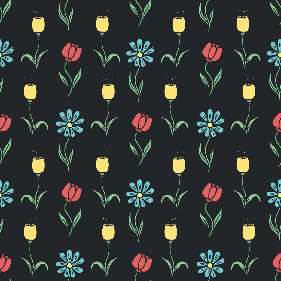 Seamless floral pattern. Doodle background with flowers. Spring pattern vector