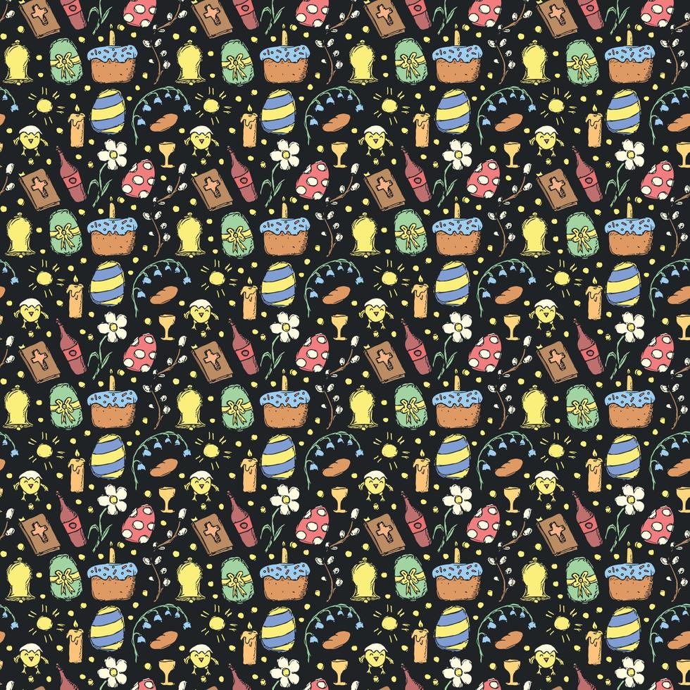 Easter pattern. Seamless pattern with easter icons. Easter background vector