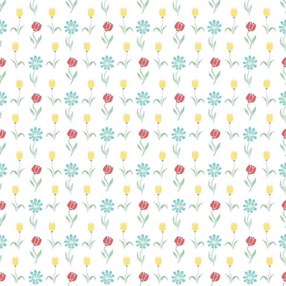 Seamless floral pattern. Doodle background with flowers. Spring pattern vector