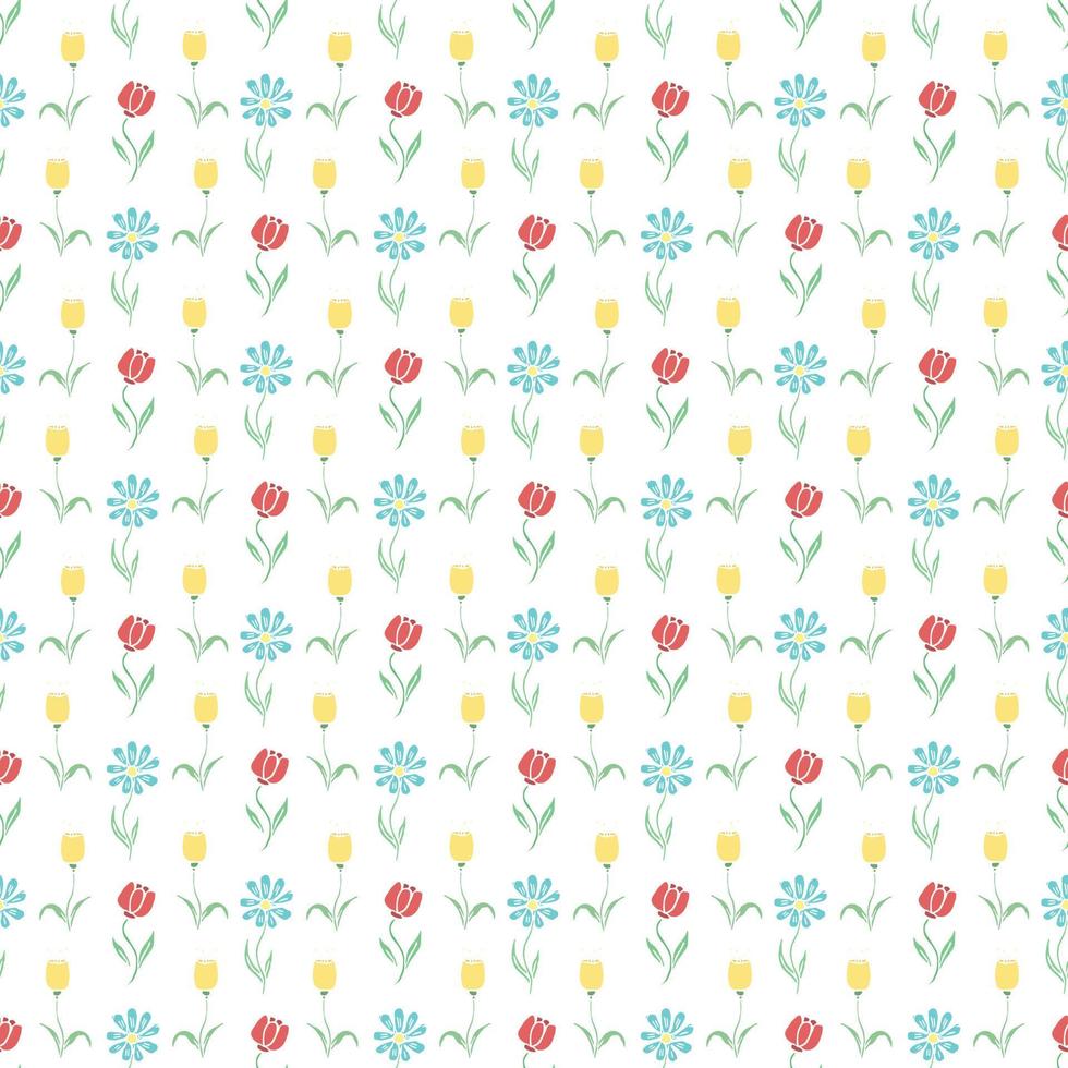 Seamless floral pattern. Doodle background with flowers. Spring pattern vector