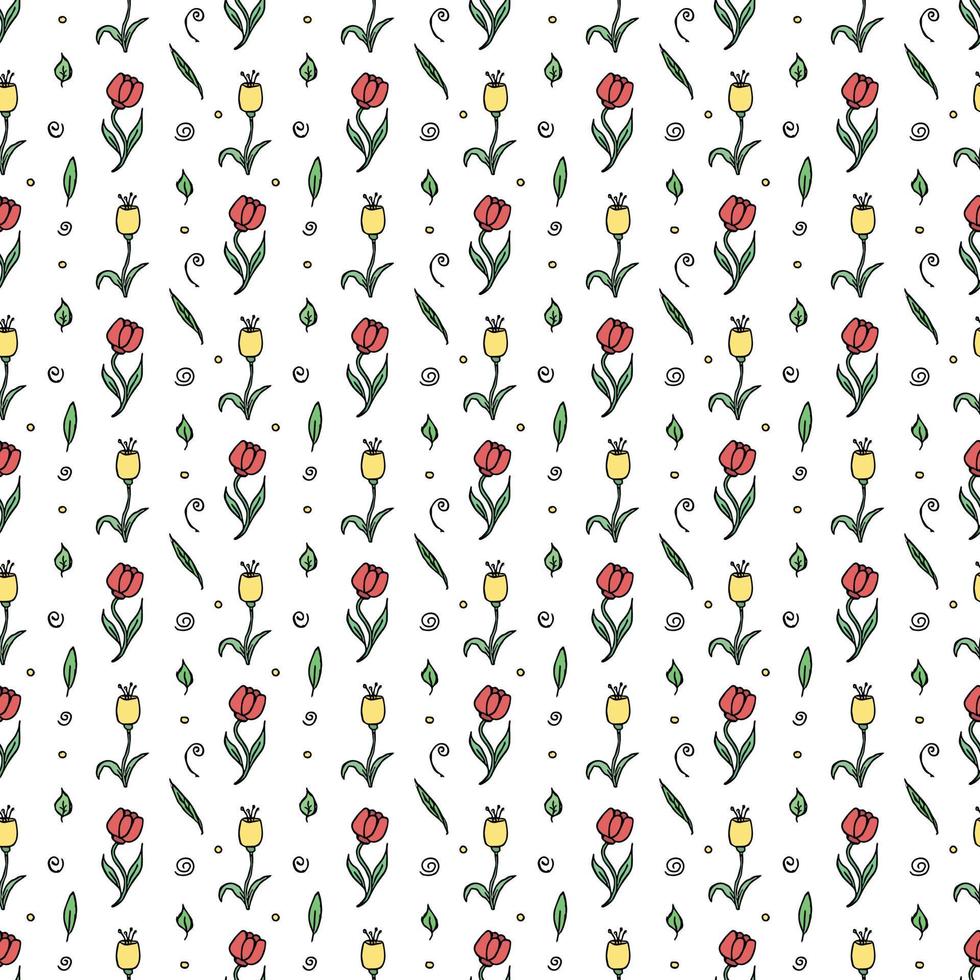 Seamless floral pattern. Doodle background with flowers. Spring pattern vector