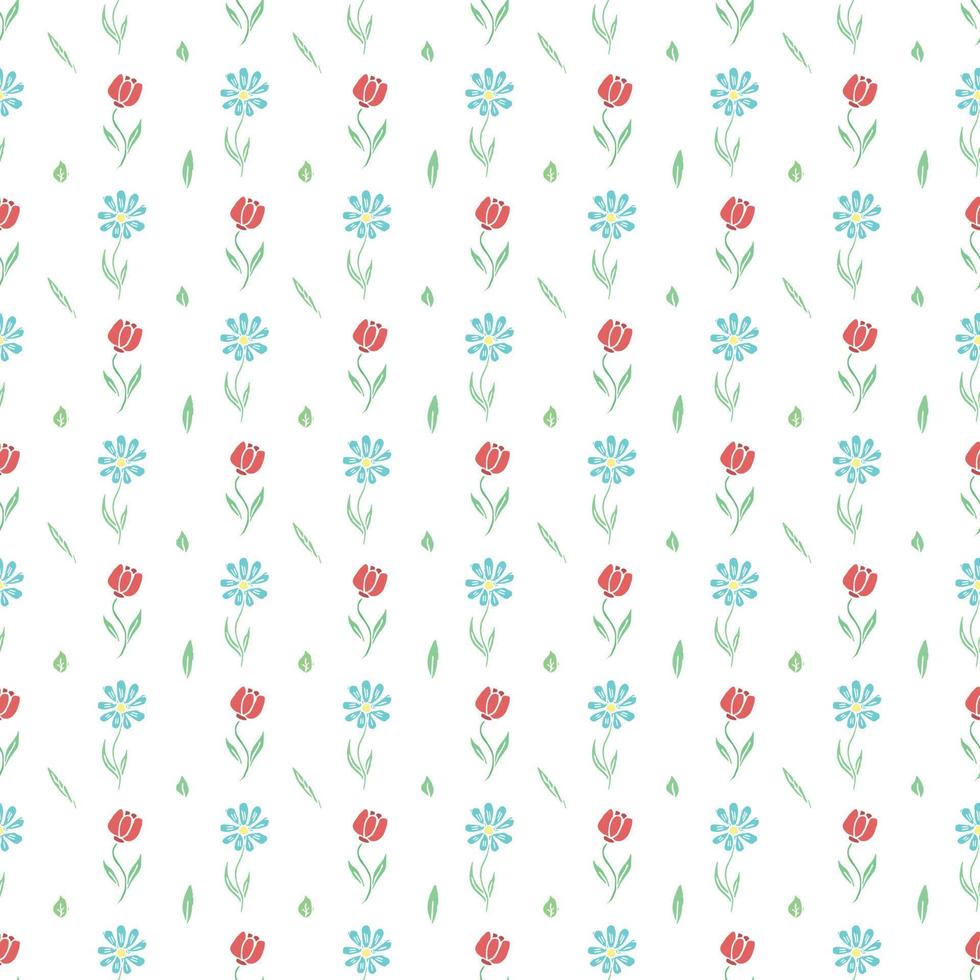 Seamless floral pattern. Doodle background with flowers. Spring pattern vector