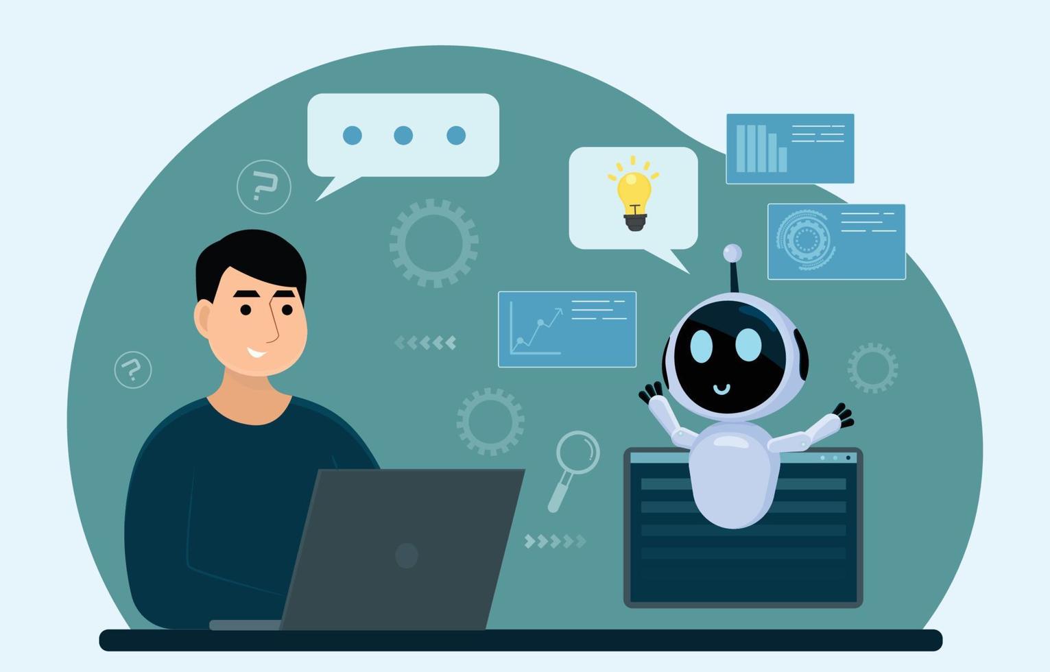 Smart Chatbot Concept in AI Technology vector