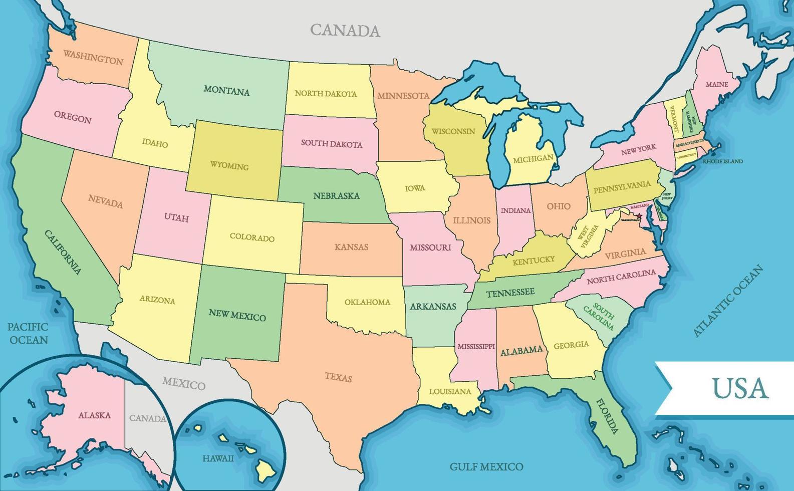 unido estados mapa ilustración vector