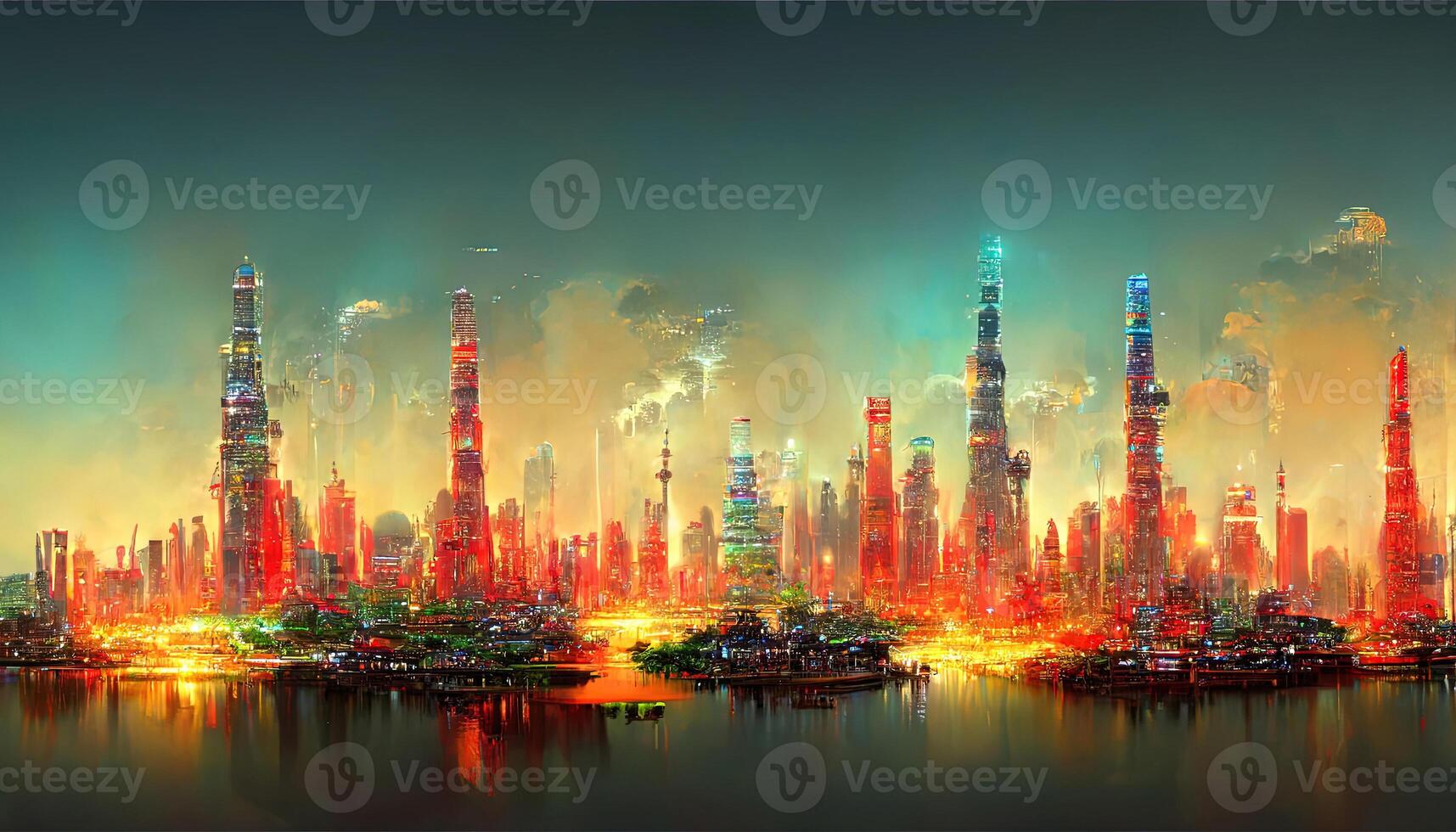 glowing city and human population density areas with rising lines from them. view of asia. 3d illustration. photo