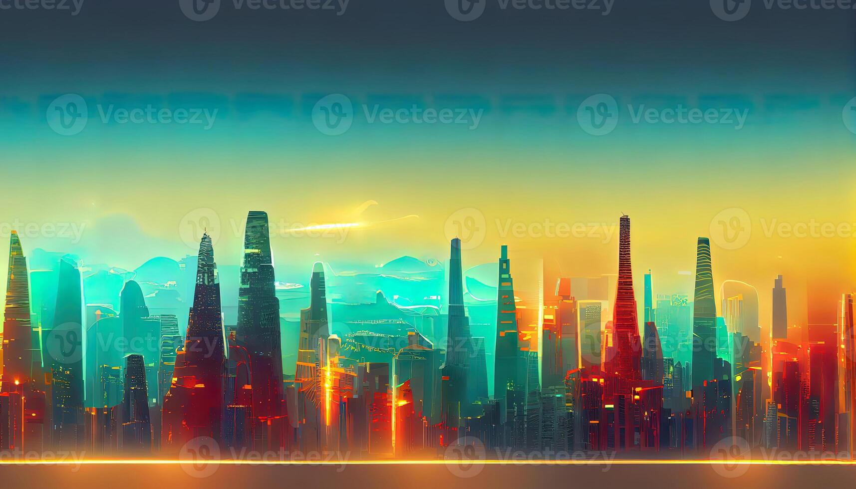 glowing city and human population density areas with rising lines from them. view of asia. 3d illustration. photo