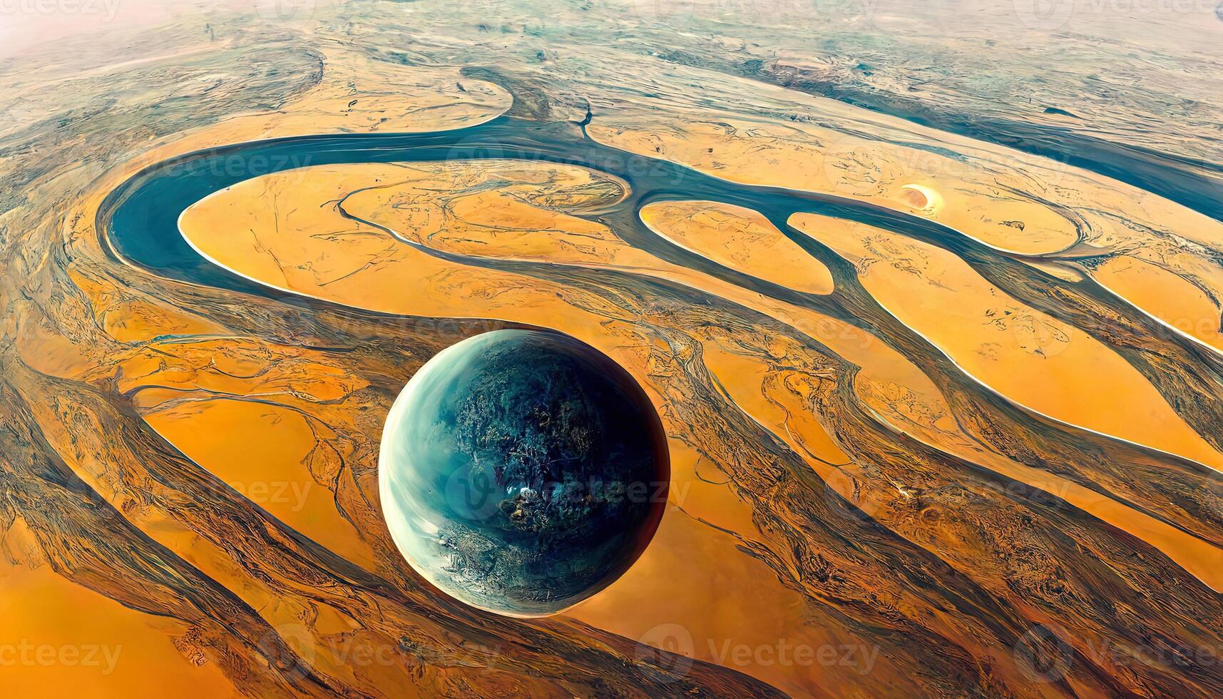 Abstract earth planet above the sea. photo