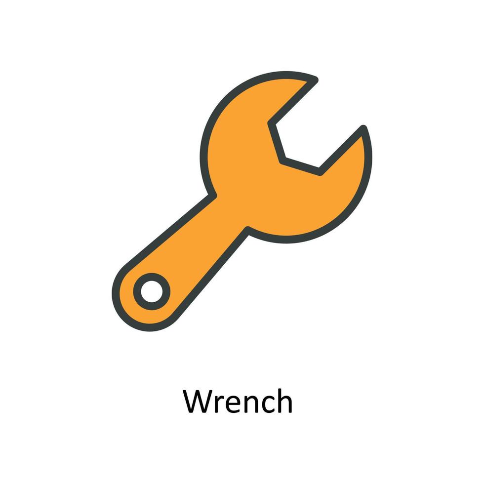 Wrench  Vector  Fill outline Icons. Simple stock illustration stock