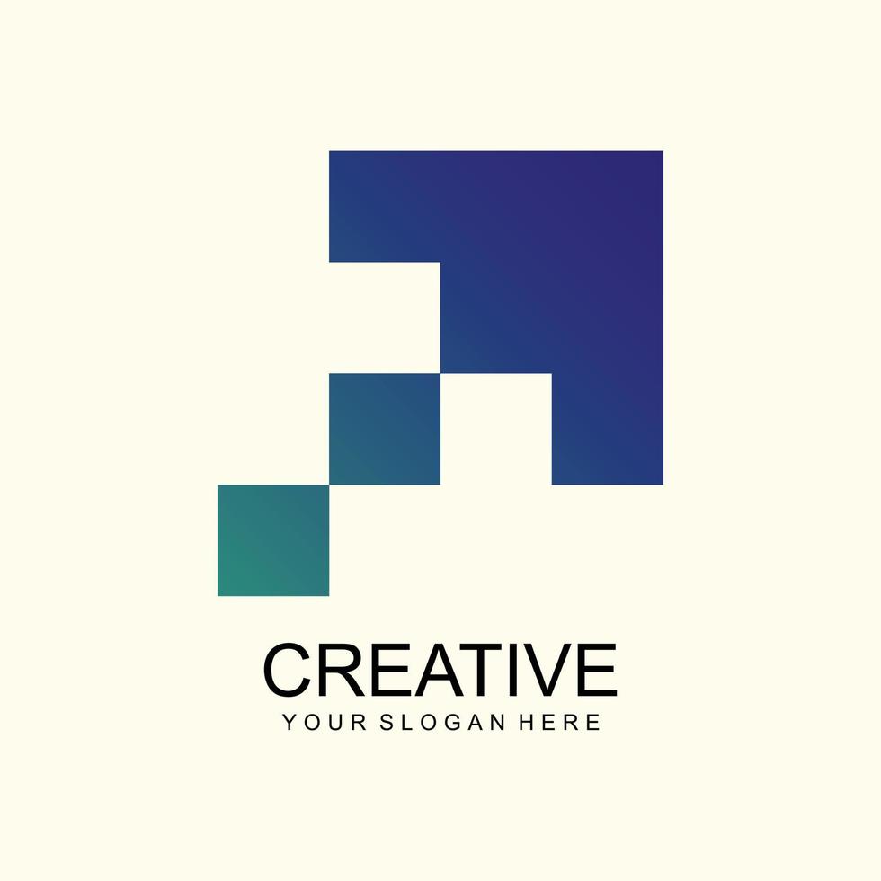 diseño logo con cursor creativo caja cuadrícula elemento concepto vector