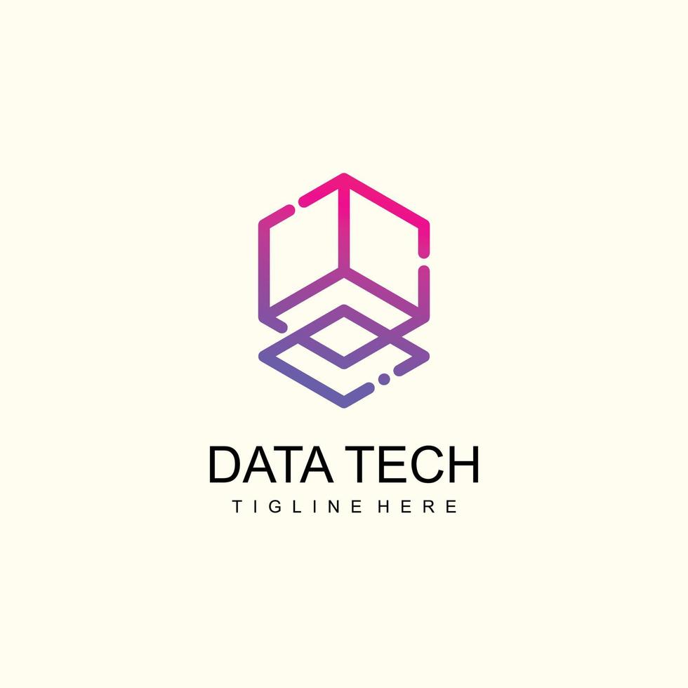 Data tech logo design with technology concept premium vector