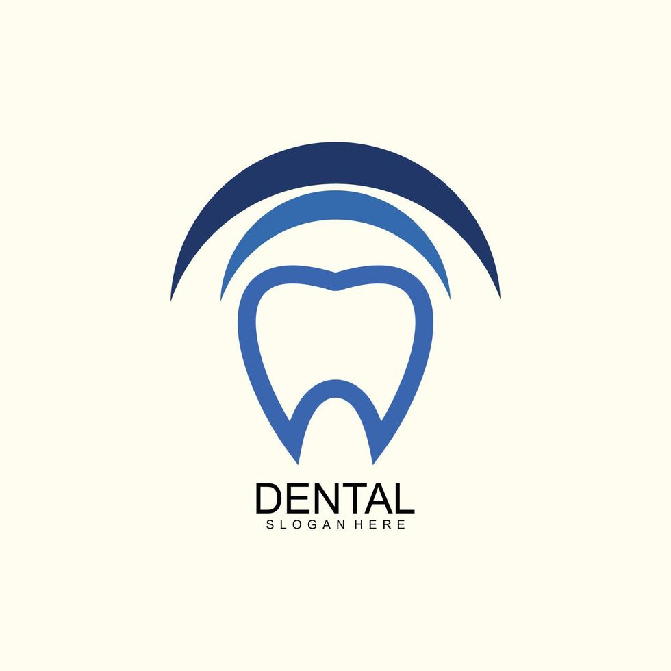 Dental logo design with arrow concept premium vector