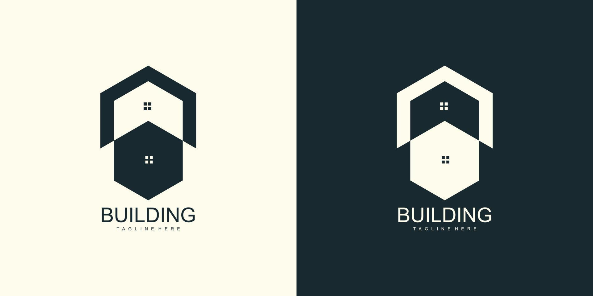Real estate apartment logo design with building structure vector