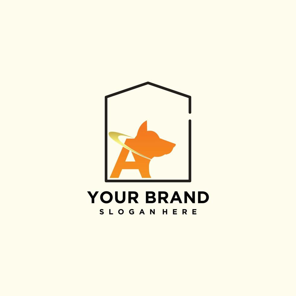 Home dog logo design unique concept letter A vector