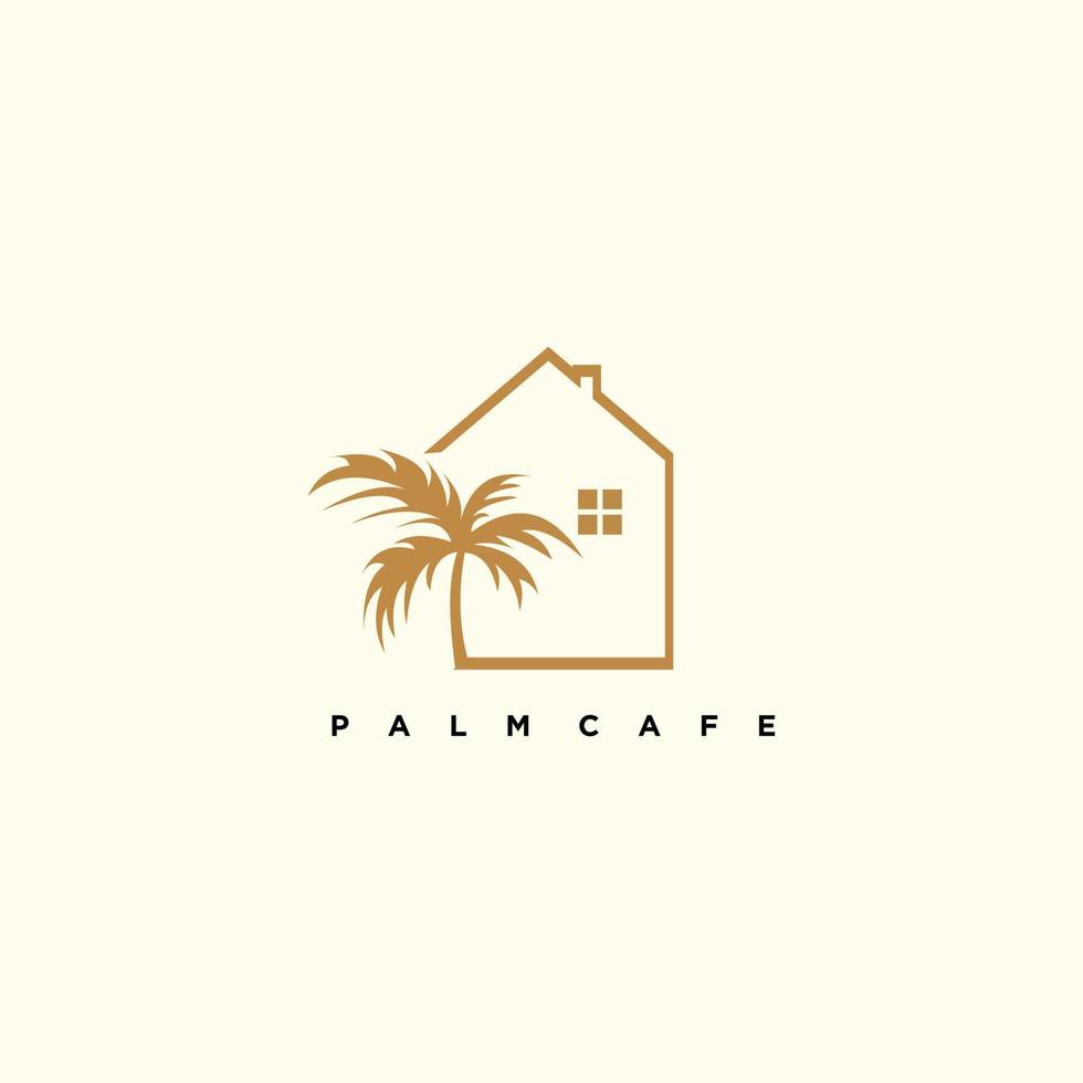 Palm cafe logo design vector