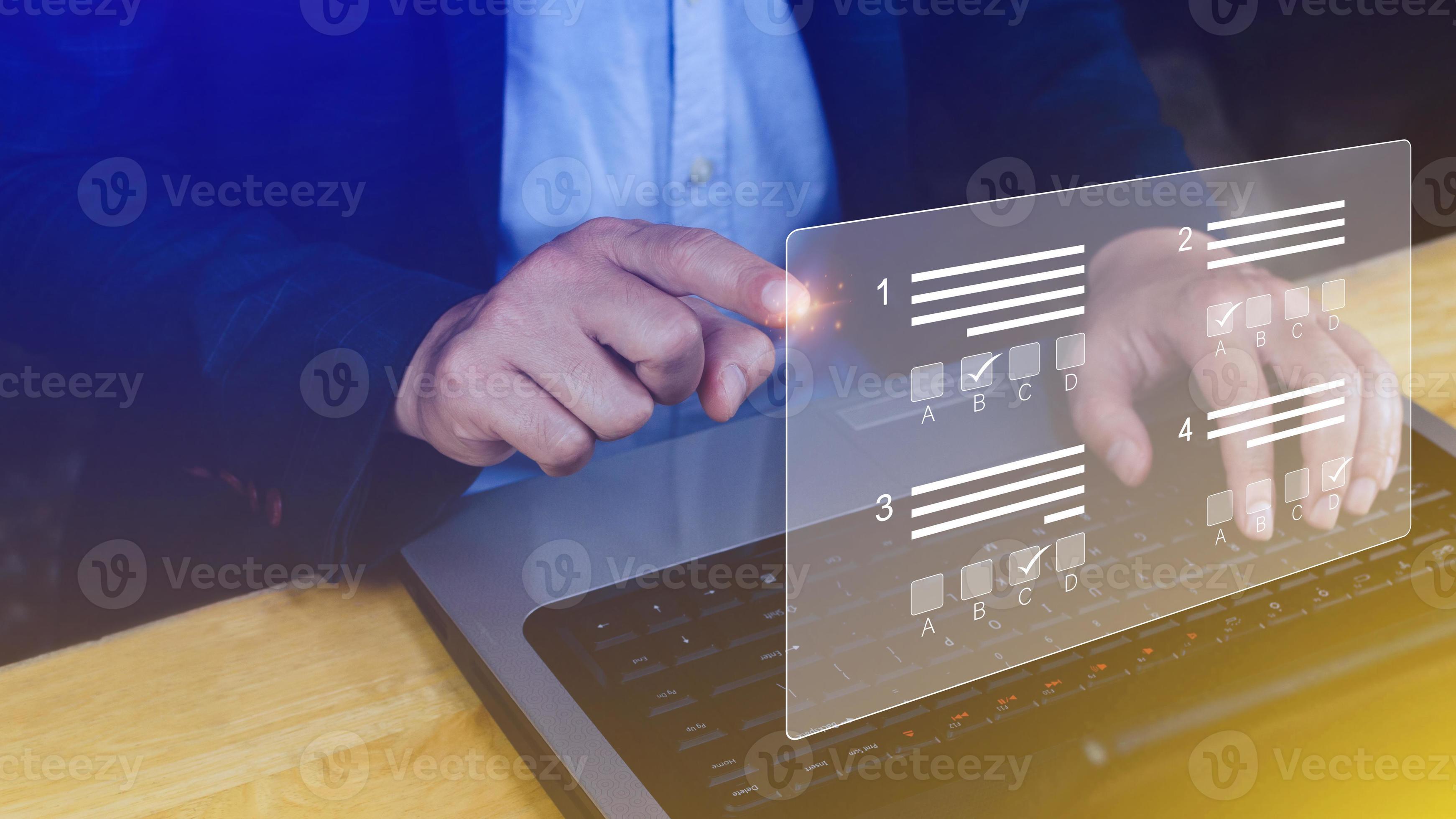en línea examen concepto, escoger correcto responder en prueba. Lista