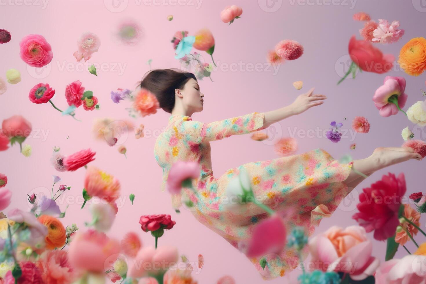 woman with flowers, spring concept photo