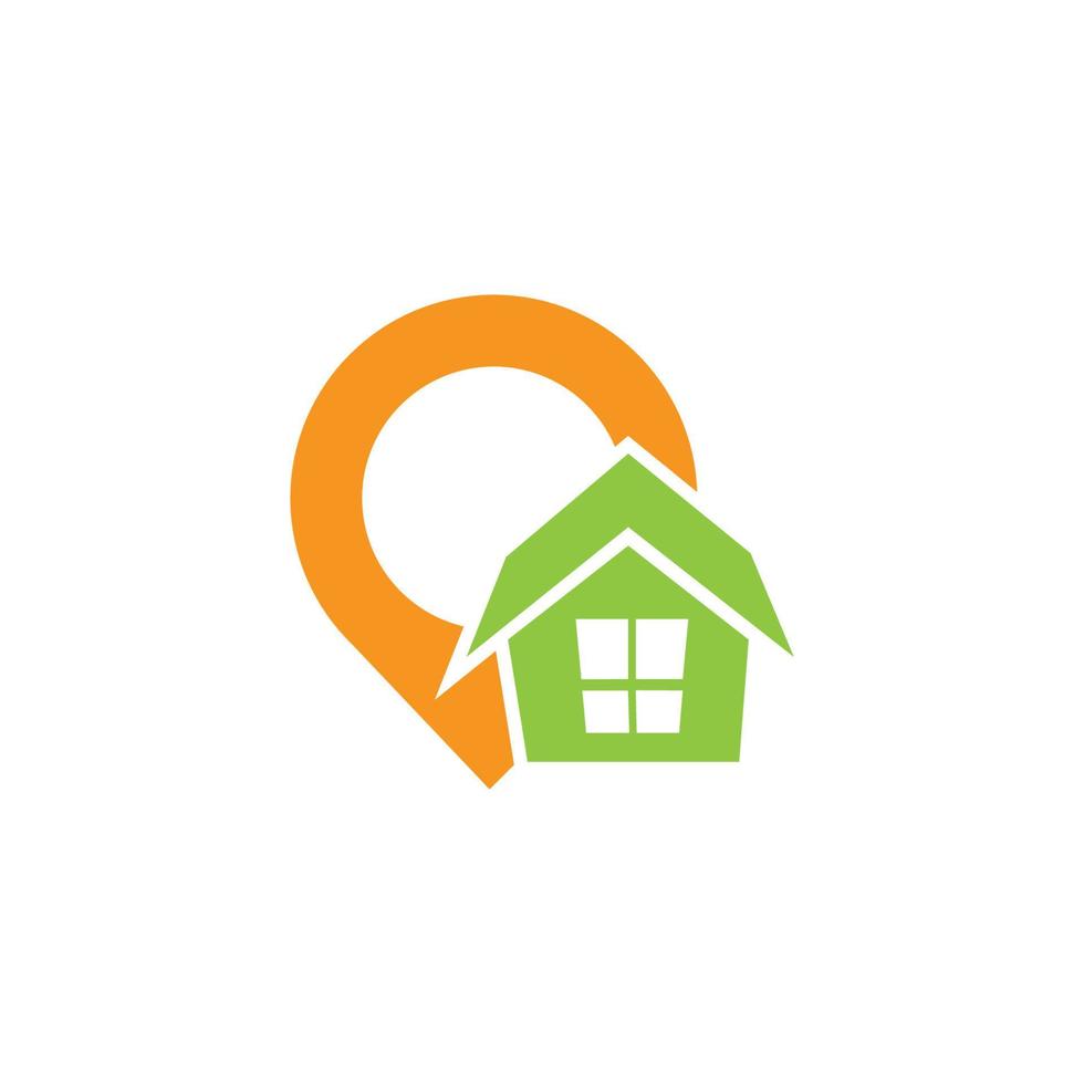 A House location logo, home location, pin house logo vector