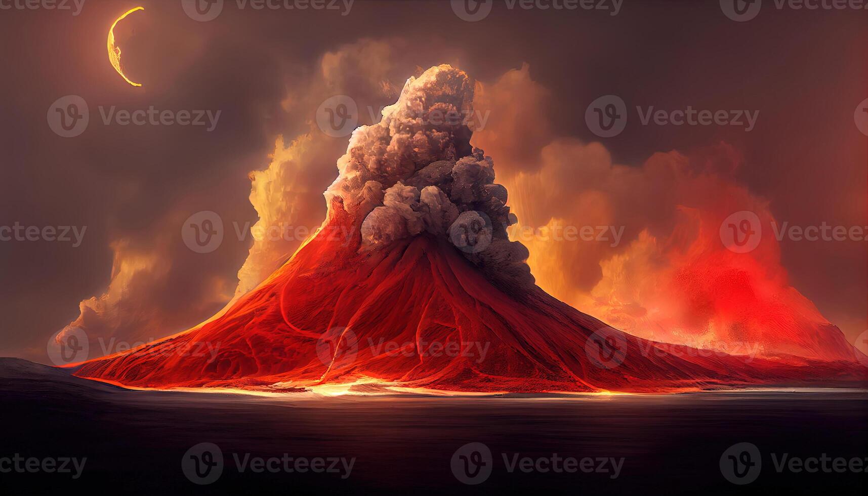 en erupción volcán cerca arriba. generativo ai foto