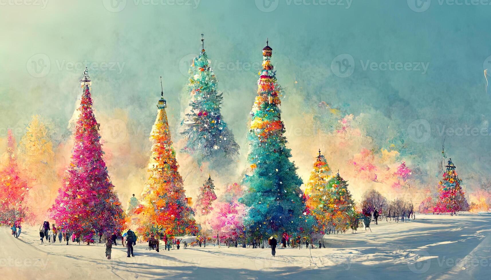 Beautiful merry christmas card in cartoon style for printing and design vector illustration. photo