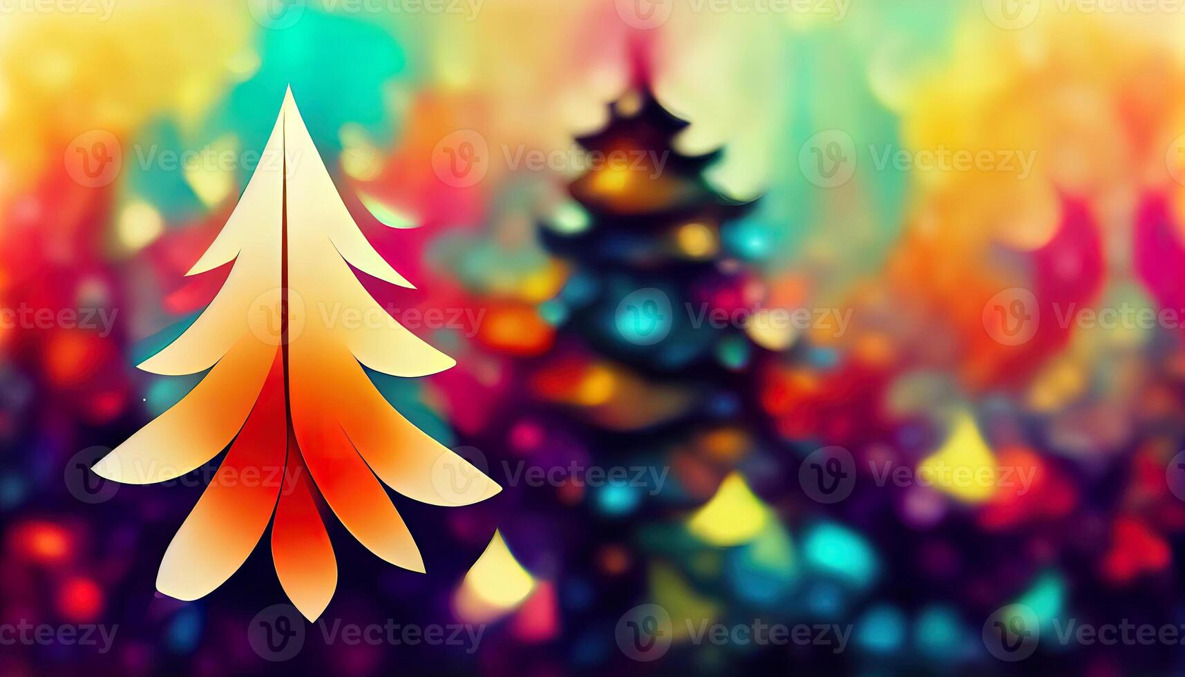 Abstract fantasy festive christmas tree background header wallpaper background 3d illustration. photo