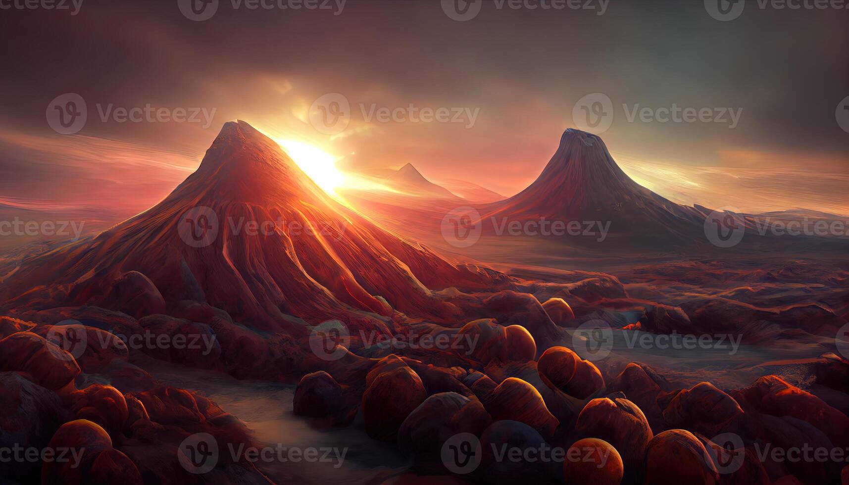 Magic portal fantastic gate to alien world vector cartoon fantasy illustration game background of rock. photo