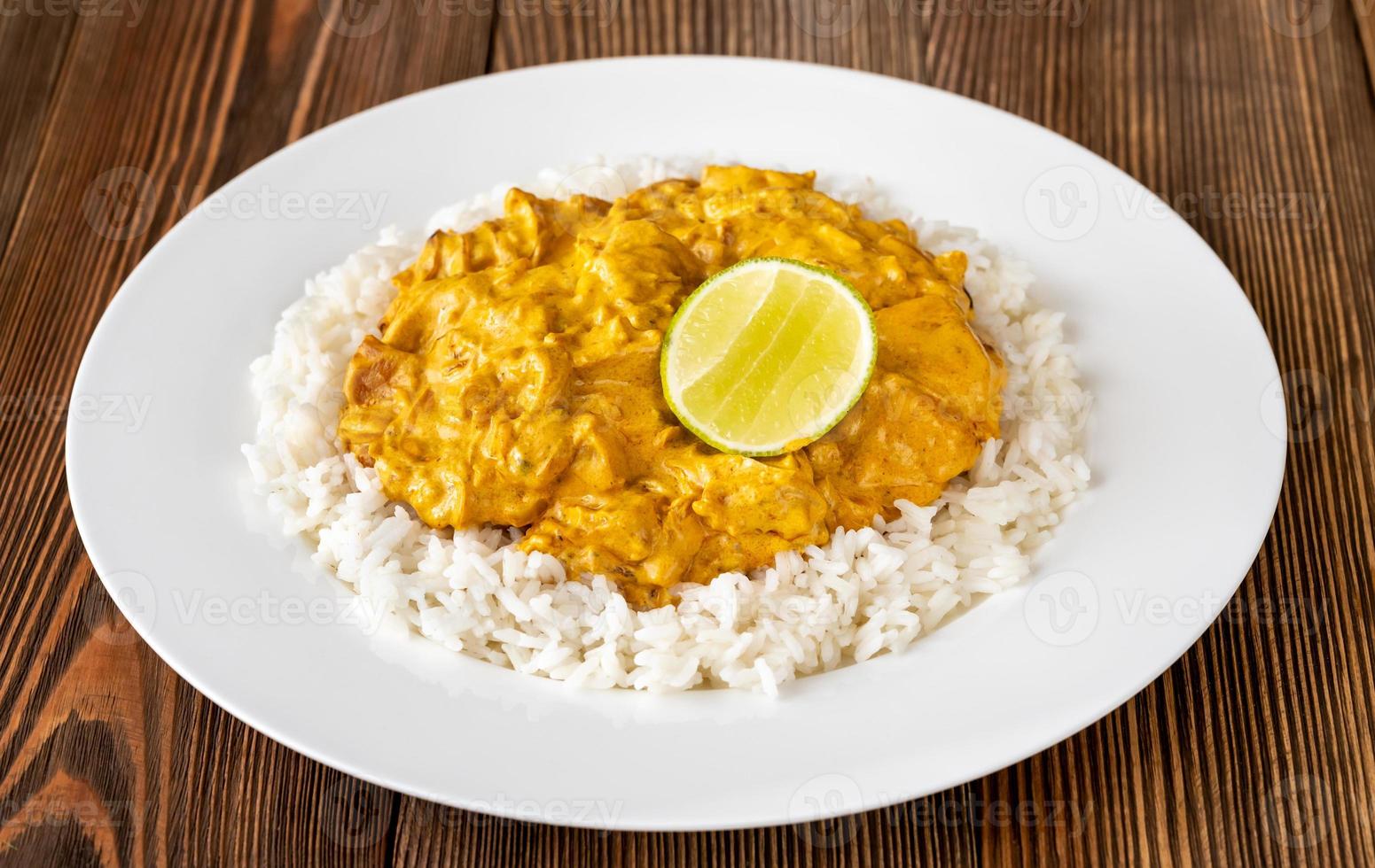 Portion of chicken curry photo