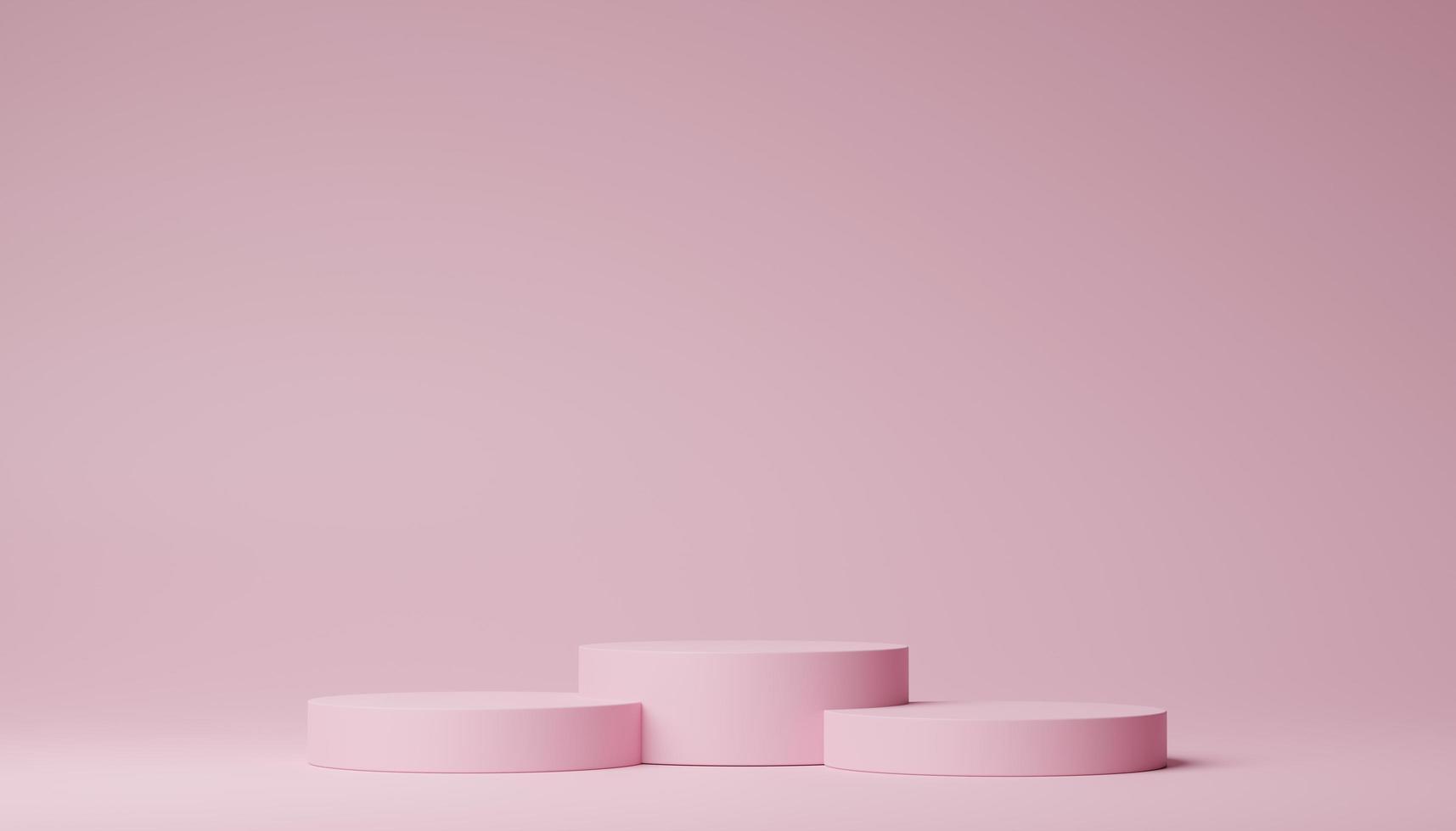 3D pink podium or love valentine's day dais stage. valentine elegant podium mock-up stand product scene pink background. 3d podium stage illustration render. photo