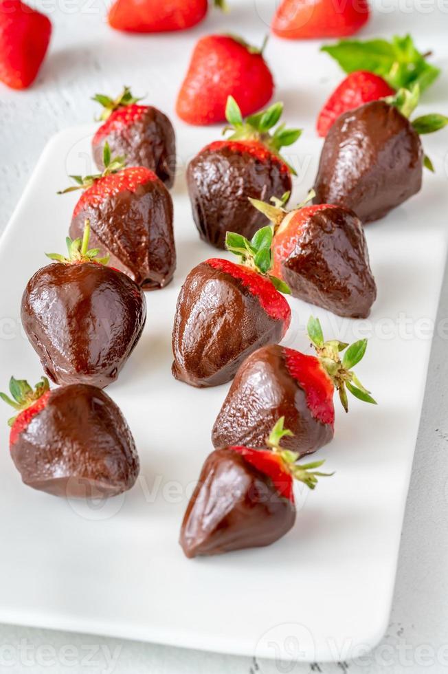 Chocolate dipped strawberries photo