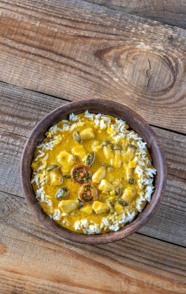 Bowl of yellow curry photo