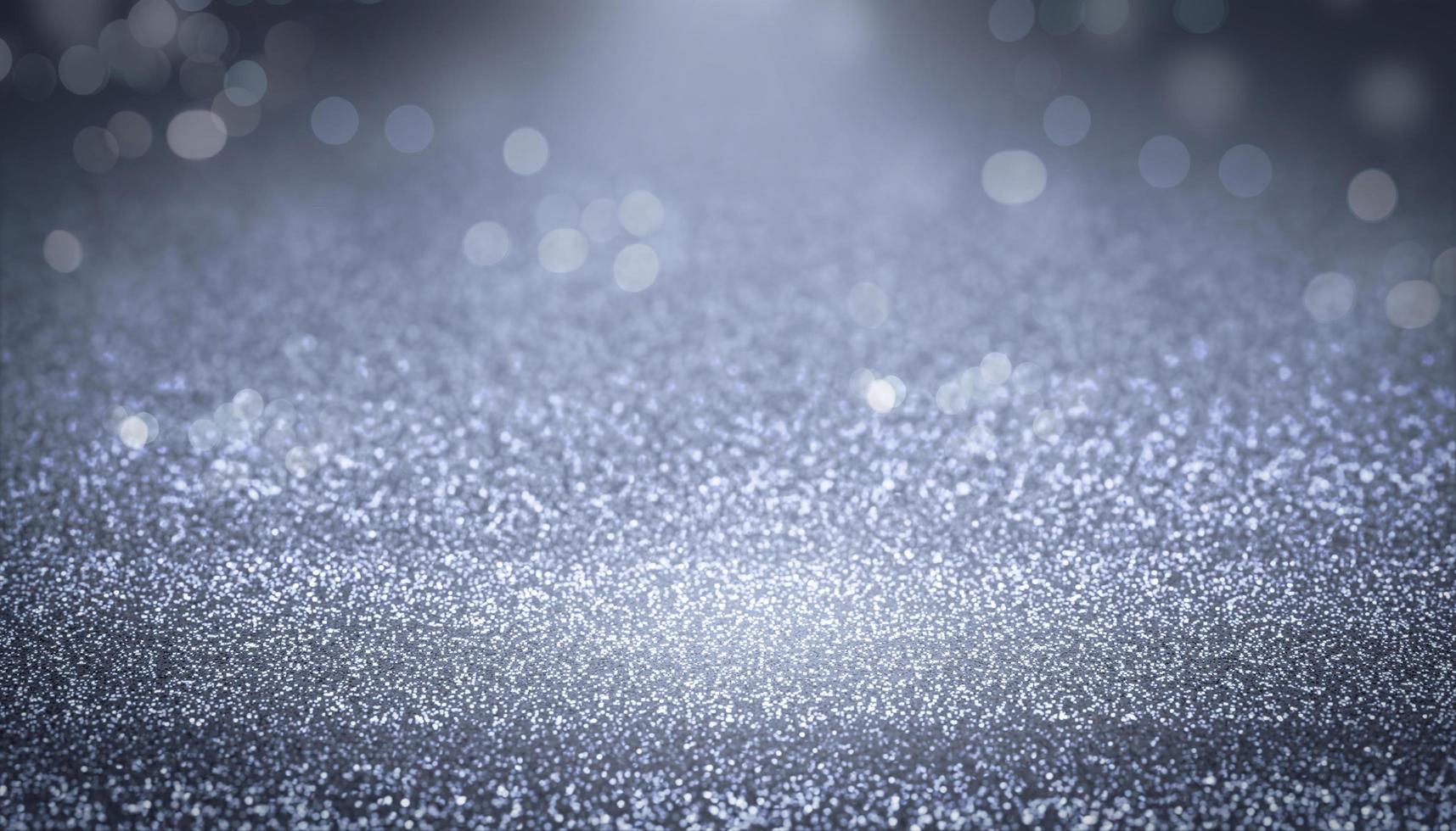 defocused abstract glitter lights blue color on blur bokeh background. 3d illustration photo