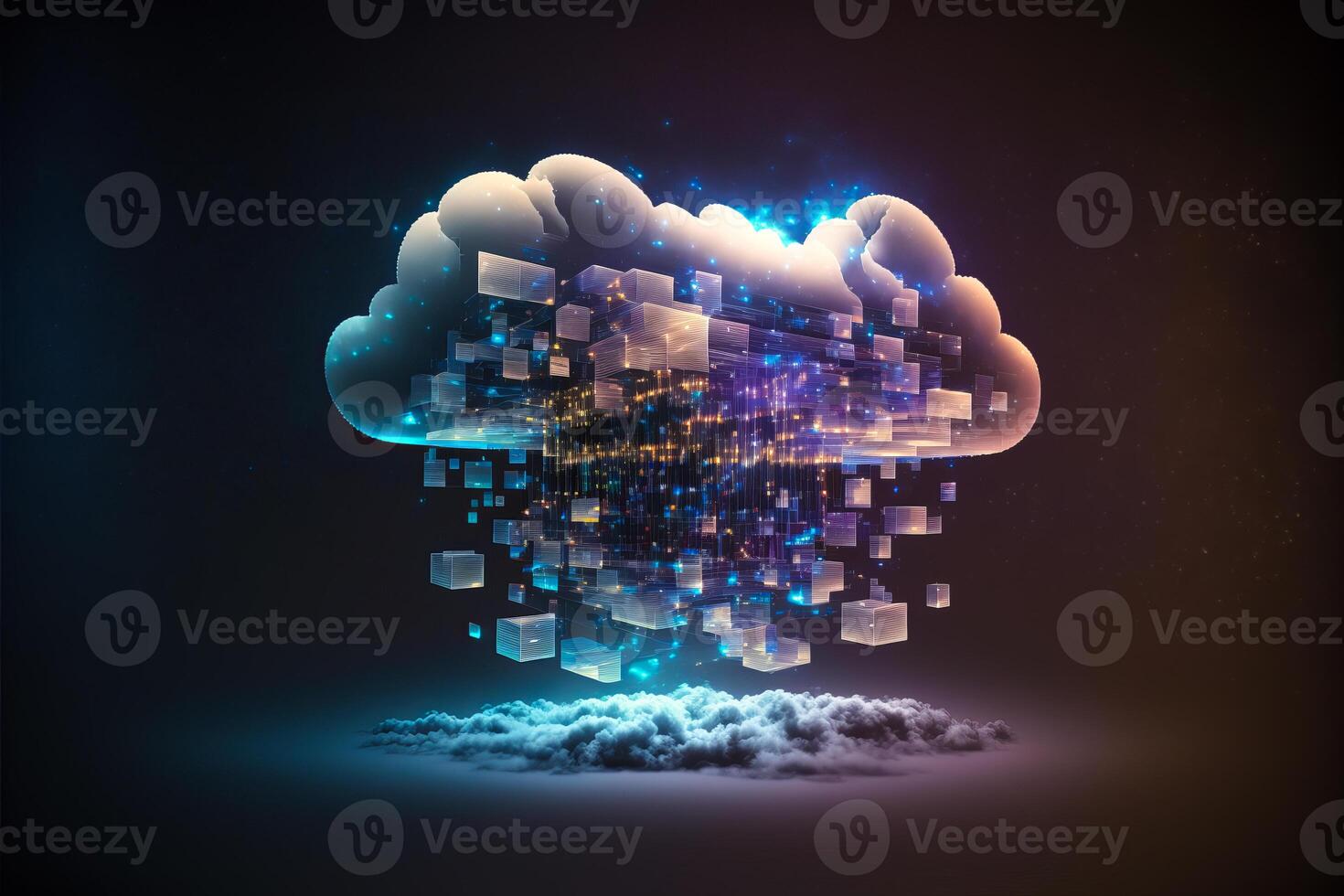 Digital cloud computing technology concept. photo