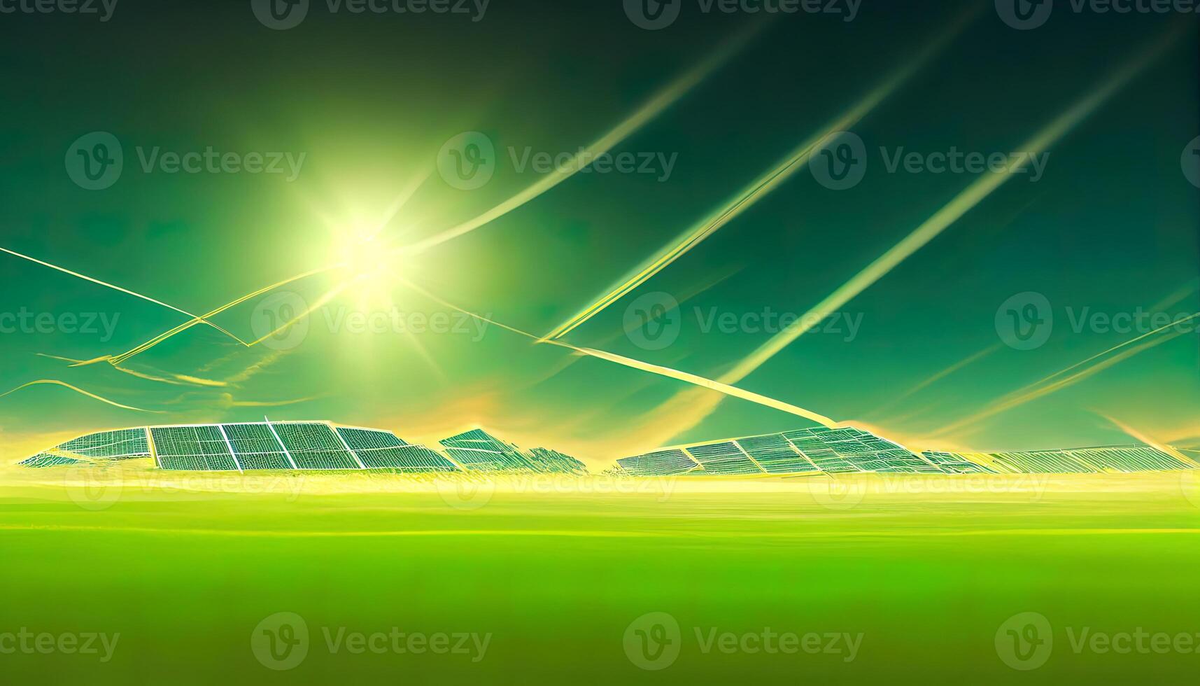 Green energy concept for environmental protection windmills and solar panels. photo