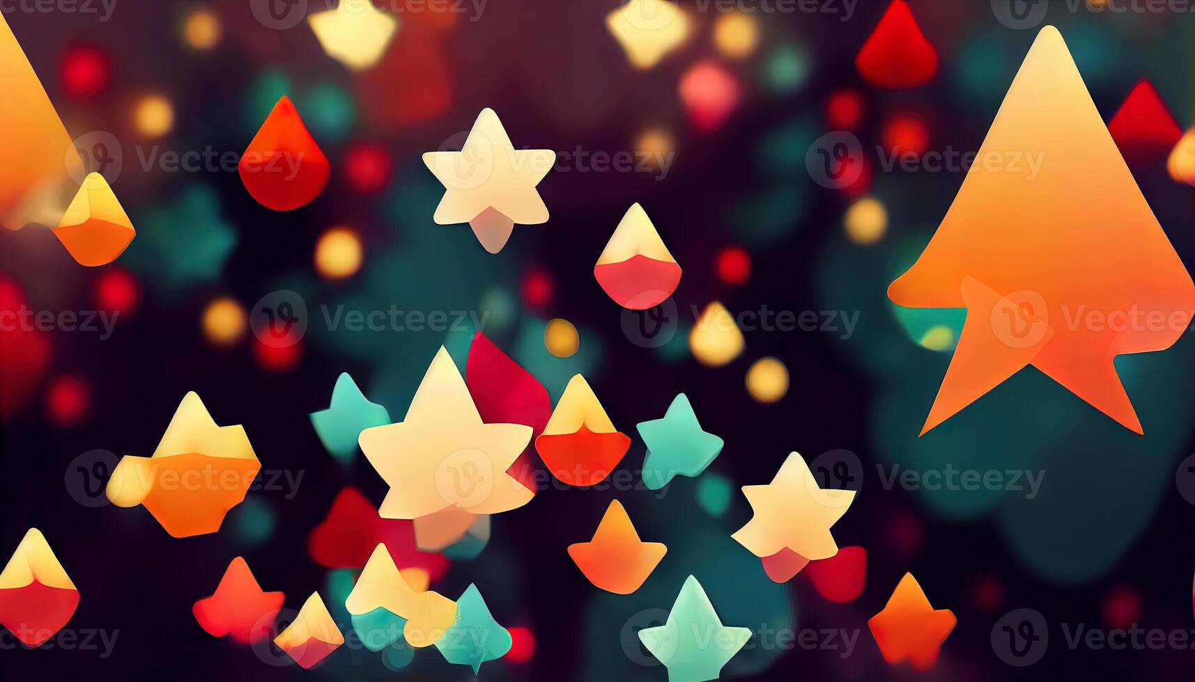Abstract christmas background with paper stars and decoration, Detailed, colored. photo