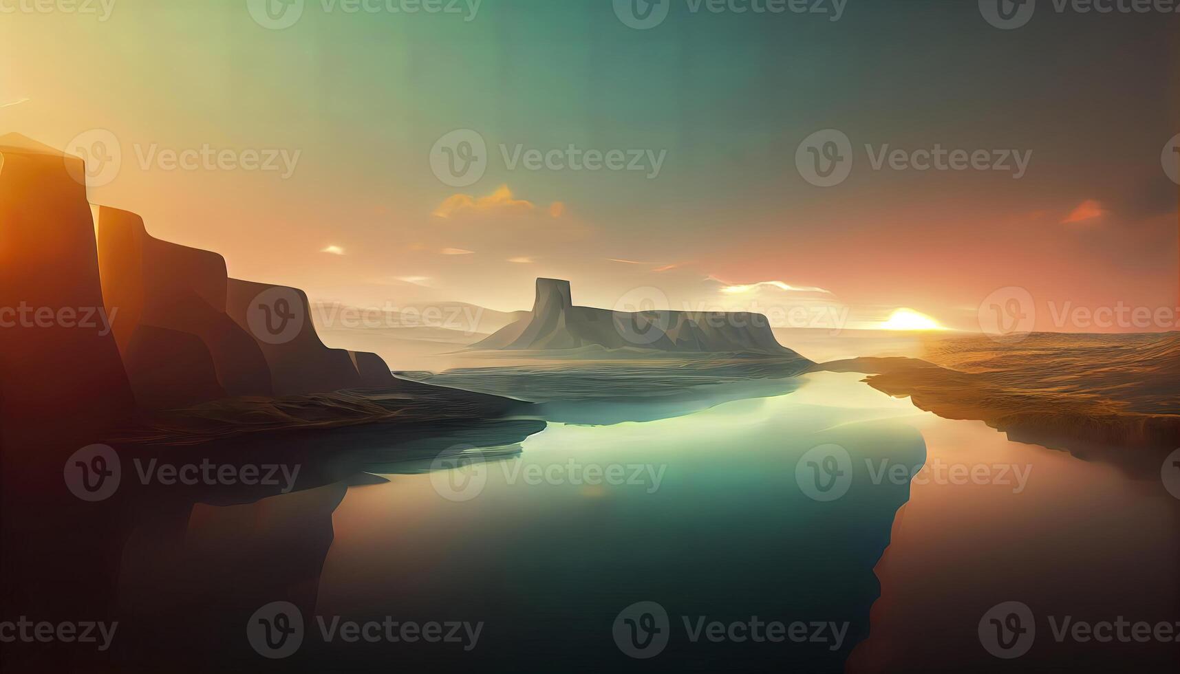 Abstract fantasy landscape background. photo