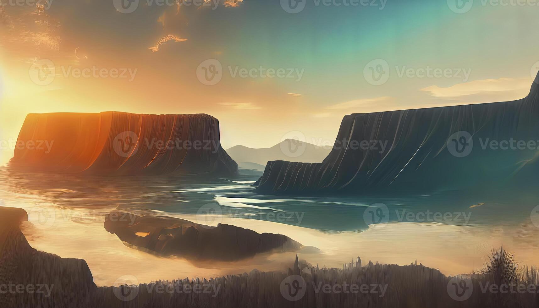 Beautiful mountain lake background remix. photo