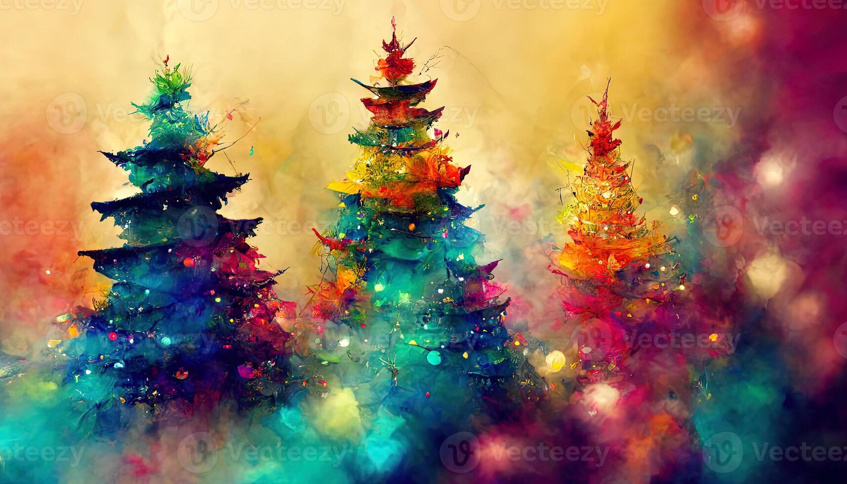 Christmas tree in a dark room. photo
