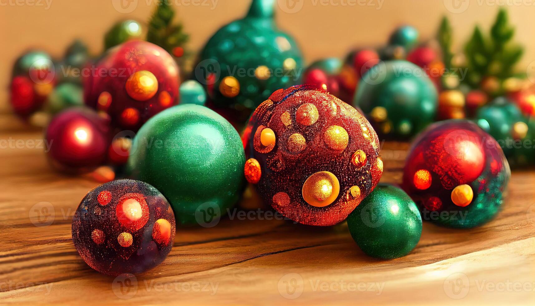 Festive christmas tree balls as christmas decoration background, Detailed, colored. photo
