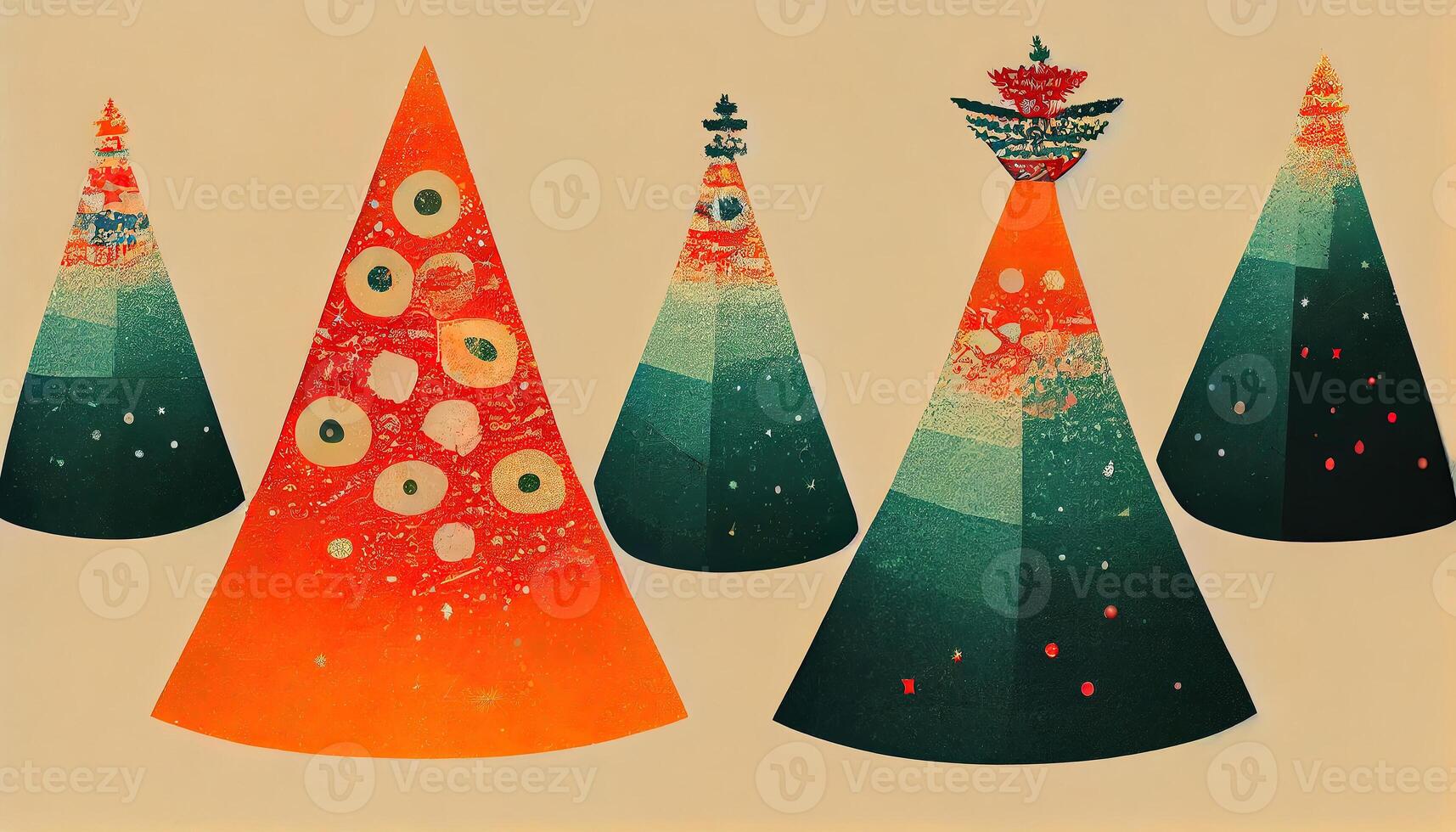 Watercolor christmas tree with globes. photo