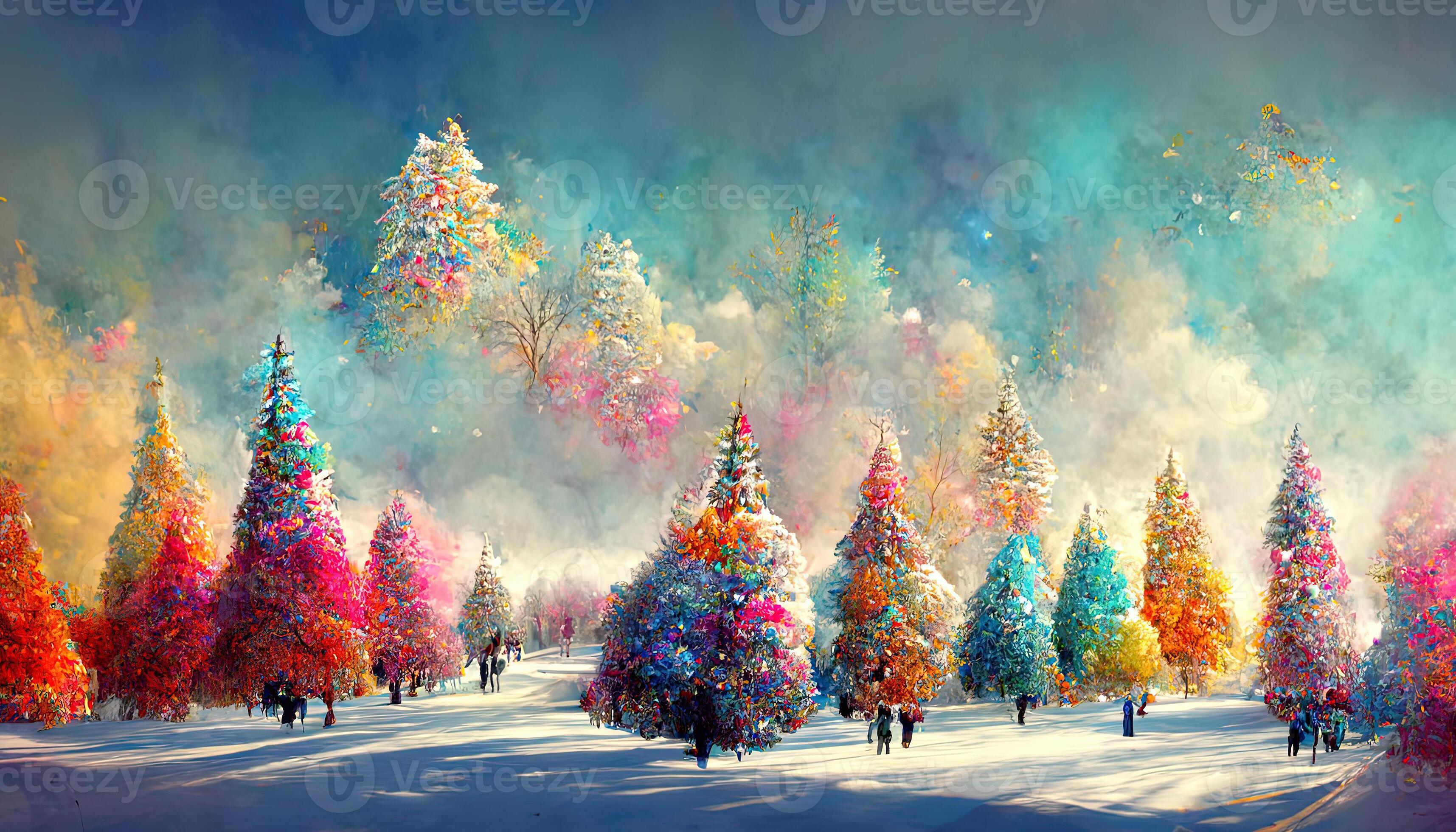 Christmas landscape beautiful winter scenery with christmas trees ...