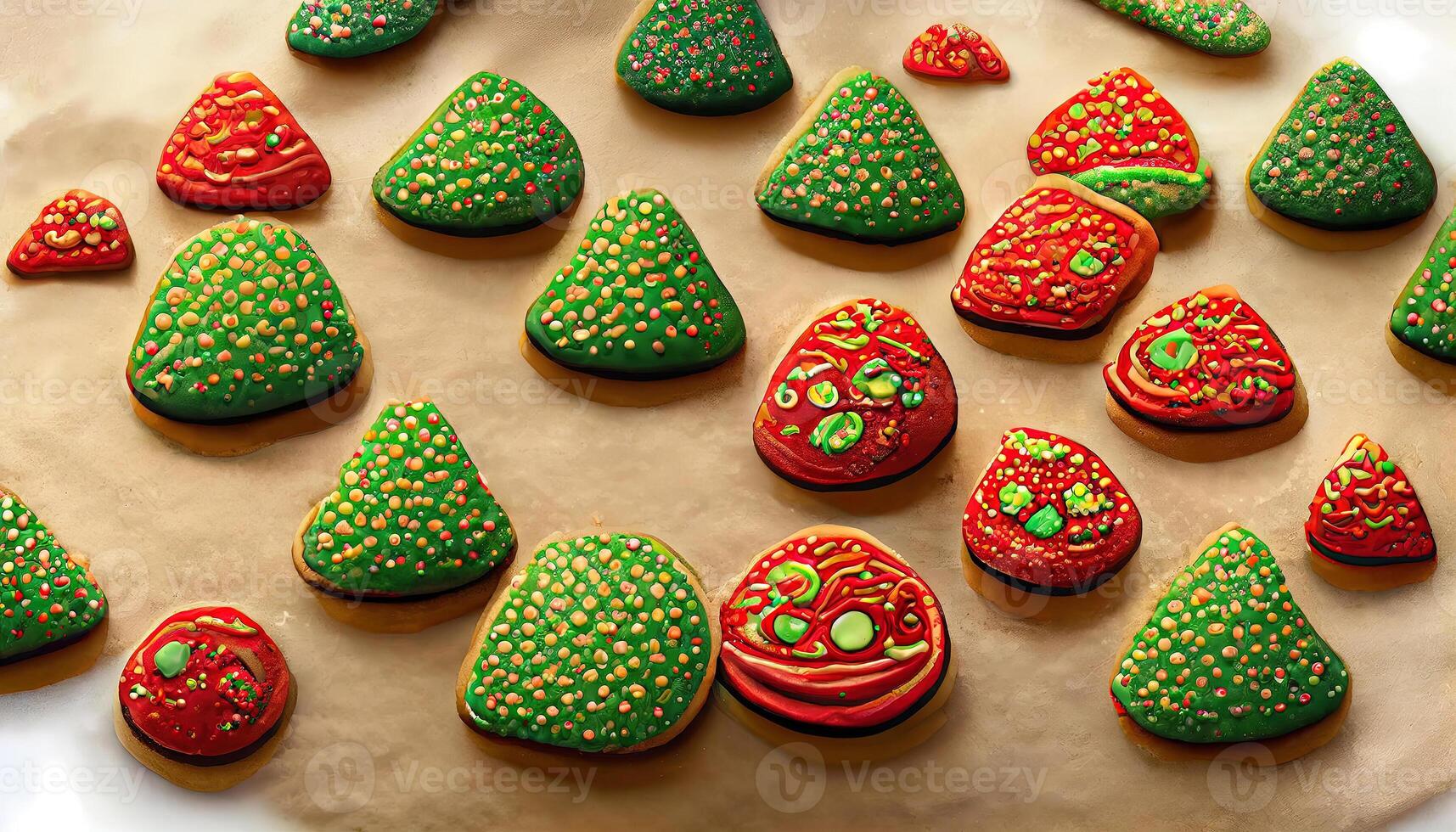 Christmas cookies background. seamless celebratory pattern of christmas cookies. photo