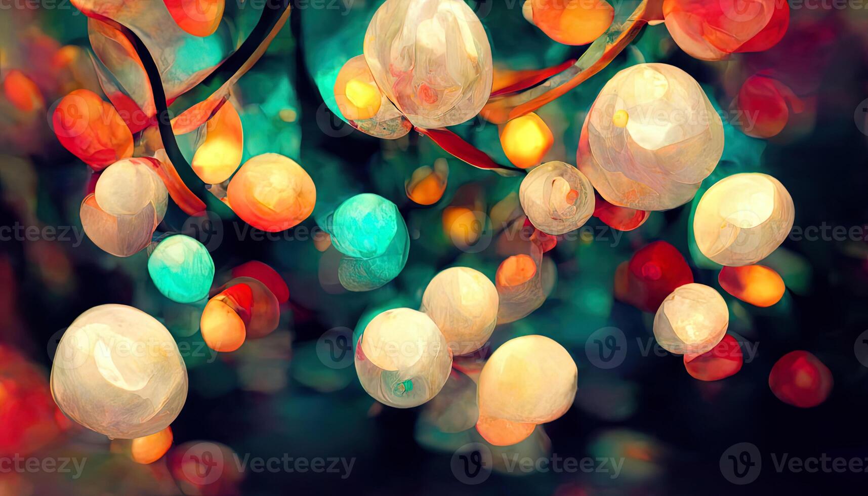 Abstract Flying particles Bokeh Background, 3D rendering. photo