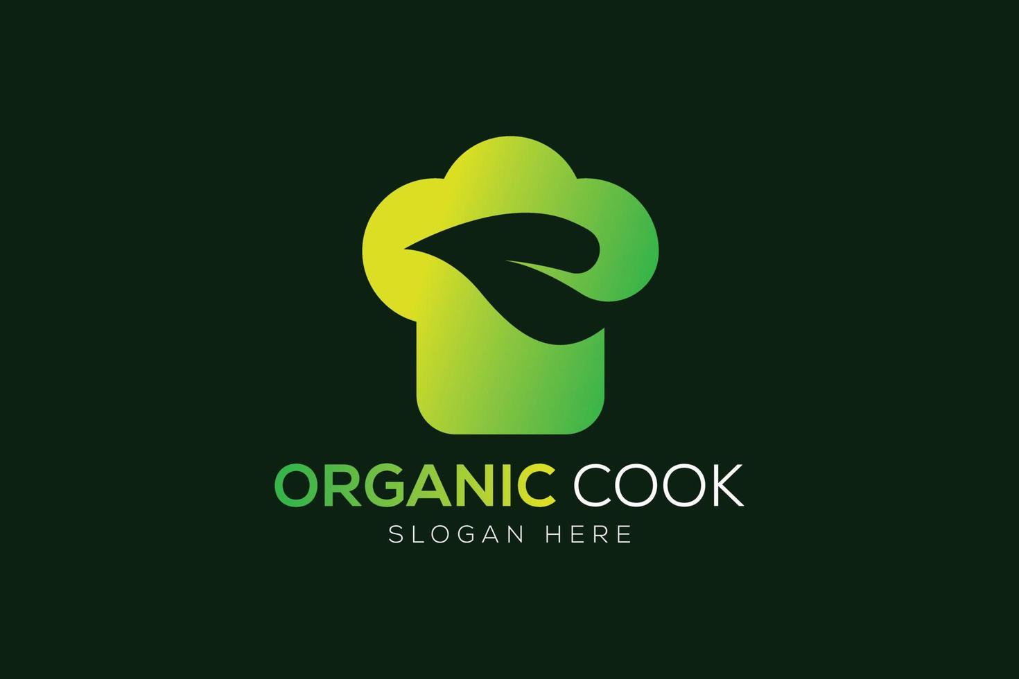 cocinero sombrero y hoja logo o vegetariano Cocinando logo diseño vector