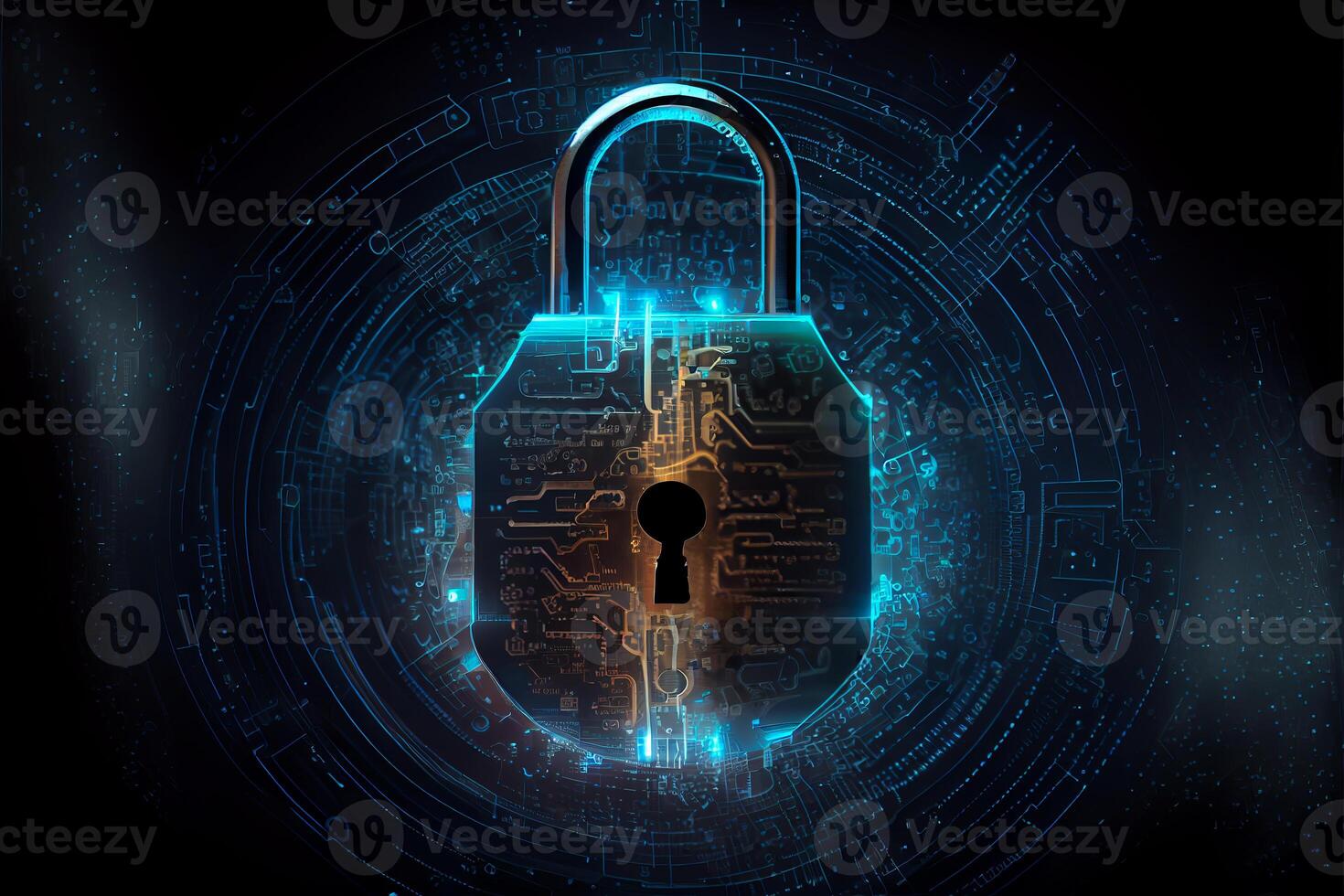 Cyber security technology concept. photo