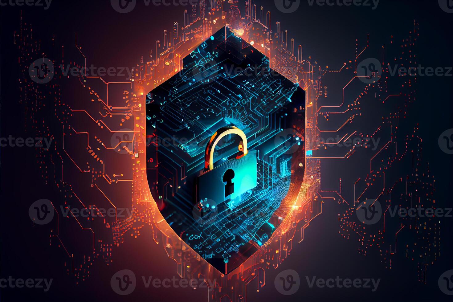 Cyber security technology concept. photo
