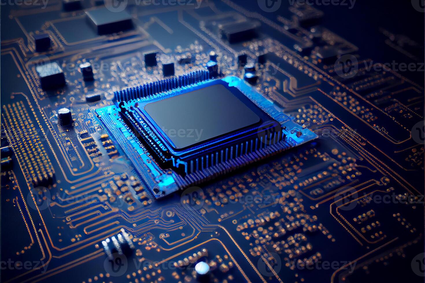Motherboard and empty digital chip for baner. photo